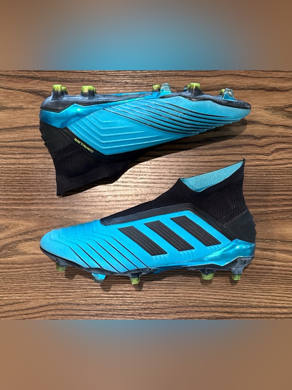 Size 8.5 Adidas Predator 19+ FG Boost Primeknit Blue Soccer Cleats F35613 RARE